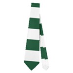 Horizontal Stripes - White and Forest Green Necktie (Two Side)