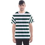 Horizontal Stripes - White and Deep Green Men s Sport Mesh Tee