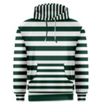 Horizontal Stripes - White and Deep Green Men s Pullover Hoodie