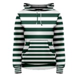 Horizontal Stripes - White and Deep Green Women s Pullover Hoodie