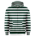 Horizontal Stripes - White and Deep Green Men s Zipper Hoodie