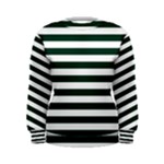 Horizontal Stripes - White and Deep Green Women s Sweatshirt