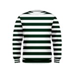 Horizontal Stripes - White and Deep Green Kid s Sweatshirt
