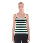 Horizontal Stripes - White and Deep Green Spaghetti Strap Top