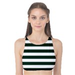 Horizontal Stripes - White and Deep Green Tank Bikini Top