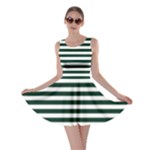 Horizontal Stripes - White and Deep Green Skater Dress