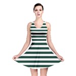 Horizontal Stripes - White and Deep Green Reversible Skater Dress