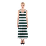 Horizontal Stripes - White and Deep Green Full Print Maxi Dress