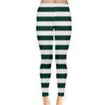 Horizontal Stripes - White and Deep Green Women s Leggings