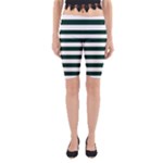 Horizontal Stripes - White and Deep Green Yoga Cropped Leggings
