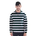 Horizontal Stripes - White and Deep Green Wind Breaker (Men)