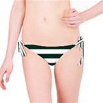 Horizontal Stripes - White and Deep Green Bikini Bottom
