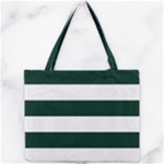 Horizontal Stripes - White and Deep Green Mini Tote Bag