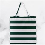 Horizontal Stripes - White and Deep Green Grocery Tote Bag