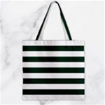 Horizontal Stripes - White and Deep Green Zipper Grocery Tote Bag