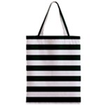 Horizontal Stripes - White and Deep Green Zipper Classic Tote Bag