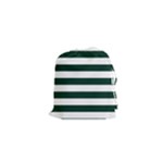 Horizontal Stripes - White and Deep Green Drawstring Pouch (XS)
