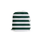 Horizontal Stripes - White and Deep Green Drawstring Pouch (S)