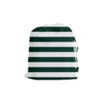 Horizontal Stripes - White and Deep Green Drawstring Pouch (M)