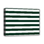 Horizontal Stripes - White and Deep Green Deluxe Canvas 16  x 12  (Stretched)