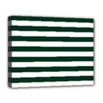 Horizontal Stripes - White and Deep Green Deluxe Canvas 20  x 16  (Stretched)