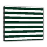 Horizontal Stripes - White and Deep Green Deluxe Canvas 24  x 20  (Stretched)