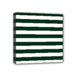 Horizontal Stripes - White and Deep Green Mini Canvas 4  x 4  (Stretched)