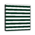 Horizontal Stripes - White and Deep Green Mini Canvas 6  x 6  (Stretched)