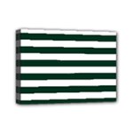 Horizontal Stripes - White and Deep Green Mini Canvas 7  x 5  (Stretched)