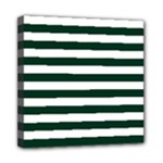 Horizontal Stripes - White and Deep Green Mini Canvas 8  x 8  (Stretched)