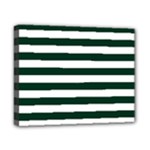 Horizontal Stripes - White and Deep Green Canvas 10  x 8  (Stretched)