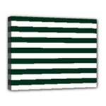 Horizontal Stripes - White and Deep Green Canvas 14  x 11  (Stretched)