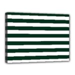 Horizontal Stripes - White and Deep Green Canvas 16  x 12  (Stretched)