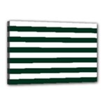 Horizontal Stripes - White and Deep Green Canvas 18  x 12  (Stretched)