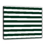 Horizontal Stripes - White and Deep Green Canvas 20  x 16  (Stretched)