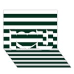Horizontal Stripes - White and Deep Green I Love You 3D Greeting Card (7x5)