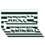 Horizontal Stripes - White and Deep Green Best Friends 3D Greeting Card (8x4)