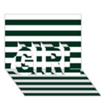Horizontal Stripes - White and Deep Green GIRL 3D Greeting Card (7x5)