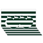 Horizontal Stripes - White and Deep Green Twin Hearts 3D Greeting Card (8x4)