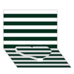 Horizontal Stripes - White and Deep Green Heart Bottom 3D Greeting Card (7x5)