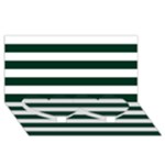Horizontal Stripes - White and Deep Green Twin Heart Bottom 3D Greeting Card (8x4)