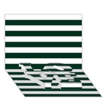Horizontal Stripes - White and Deep Green LOVE Bottom 3D Greeting Card (7x5)