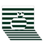 Horizontal Stripes - White and Deep Green Apple 3D Greeting Card (7x5)