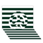 Horizontal Stripes - White and Deep Green Peace Sign 3D Greeting Card (7x5)