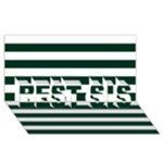 Horizontal Stripes - White and Deep Green BEST SIS 3D Greeting Card (8x4)