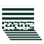 Horizontal Stripes - White and Deep Green HOPE 3D Greeting Card (7x5)