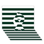 Horizontal Stripes - White and Deep Green Ribbon 3D Greeting Card (7x5)