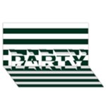 Horizontal Stripes - White and Deep Green PARTY 3D Greeting Card (8x4)