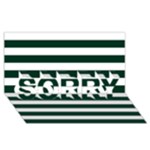 Horizontal Stripes - White and Deep Green SORRY 3D Greeting Card (8x4)
