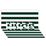 Horizontal Stripes - White and Deep Green HUGS 3D Greeting Card (8x4)